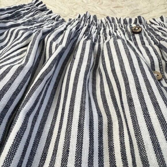 Paper Crane NWOT Cotton Striped Smocked Off Shoulder Midi Dress Boho Dress Large - Picture 7 of 12